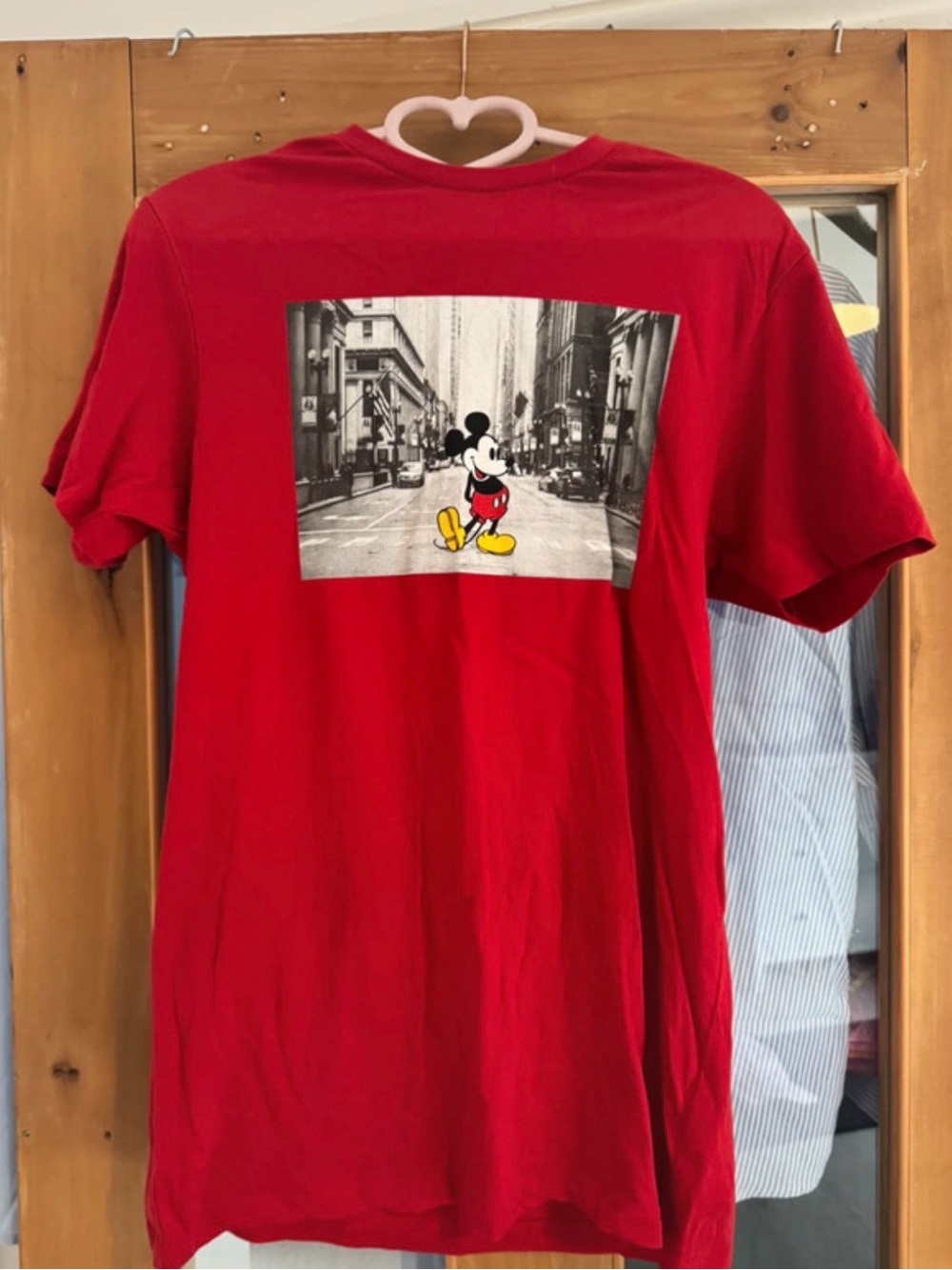 Disney Red Short Sleeve Tee with Mickey Photo Print